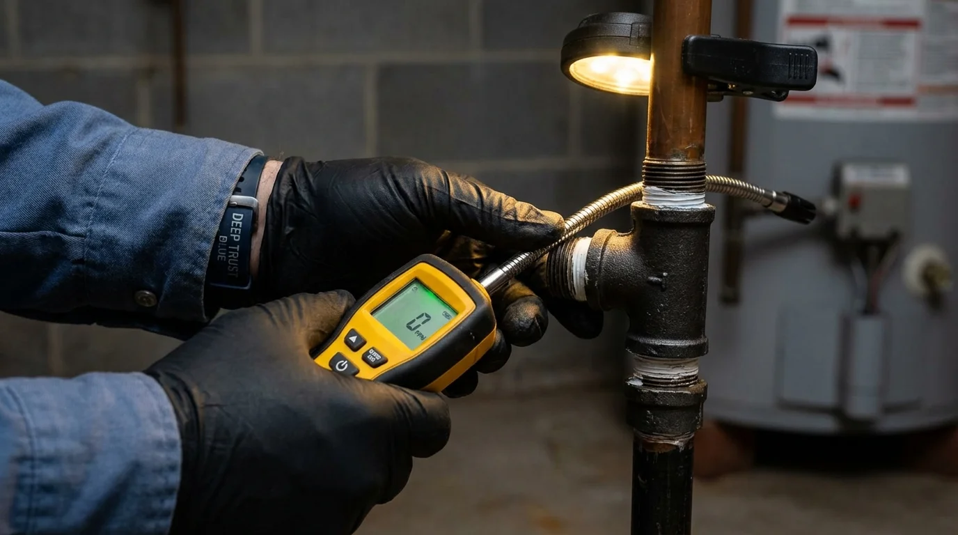 Gas leak detection with electronic sniffer by Johns Plumbing LLC in Wayne City