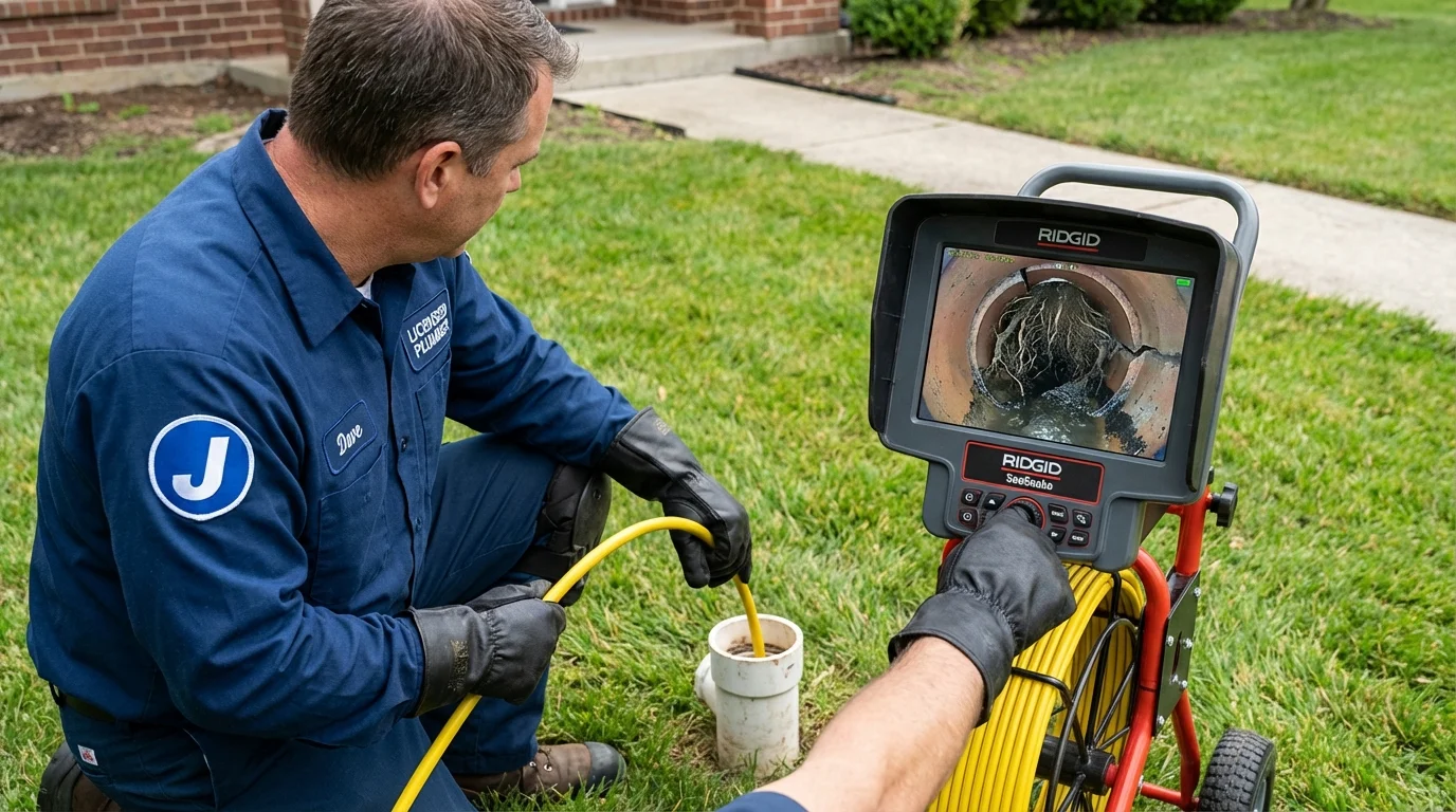 Sewer camera inspection being performed by Johns Plumbing LLC in Wayne City
